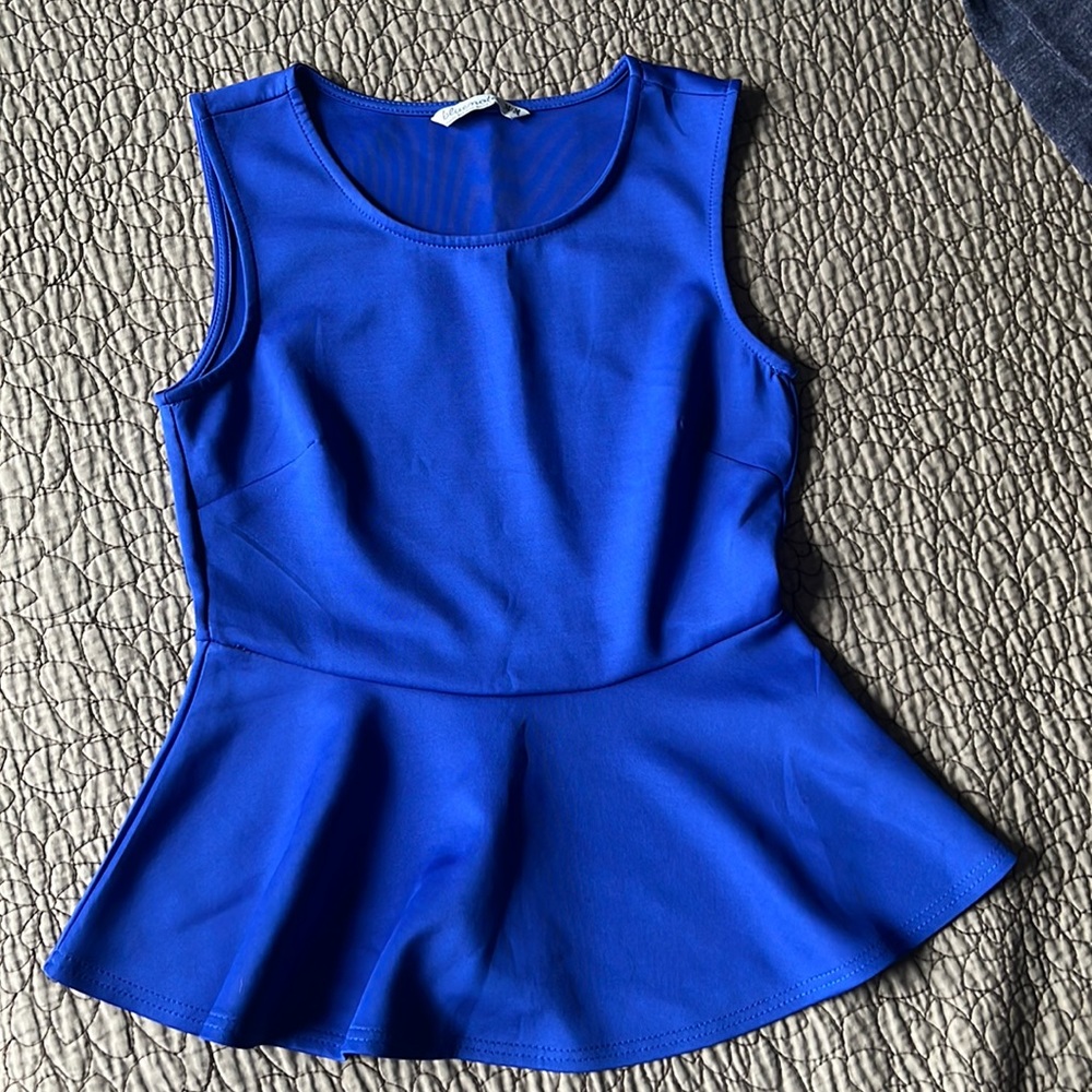 Sleeveless Royal Blue Peplum Top